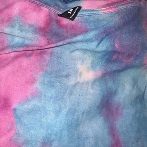 SHEIN Pink and Blue Tie-Dye Short Sleeve Tee